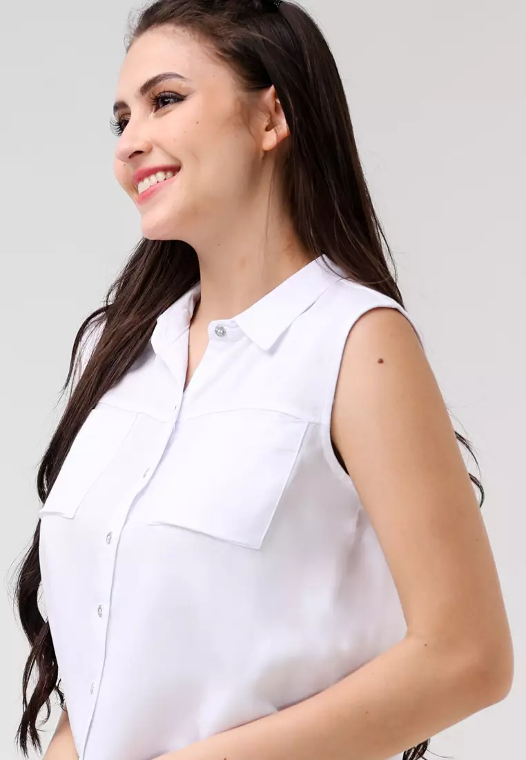 Single Twill Woven Sleeveless Blouse