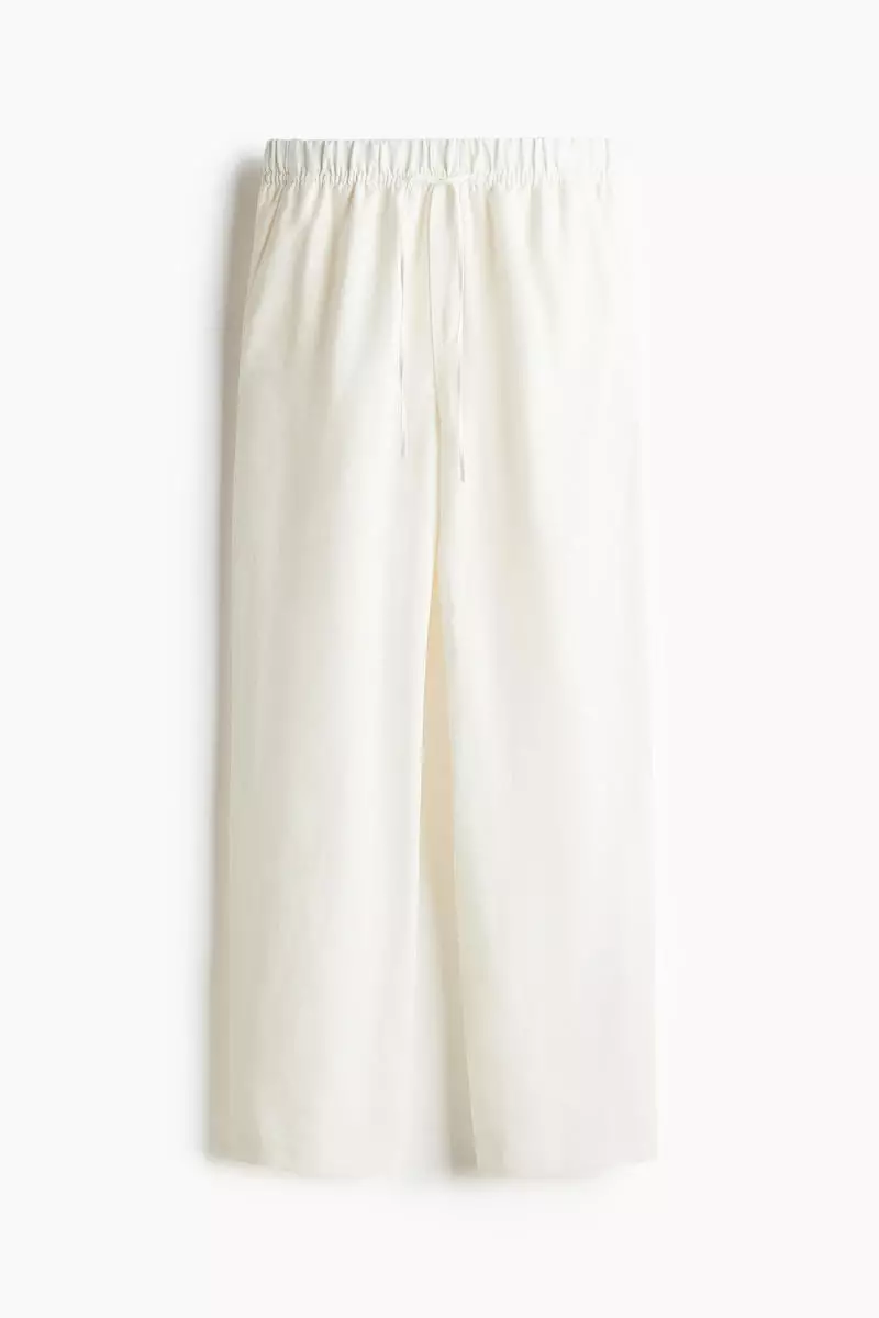 Linen-blend drawstring trousers