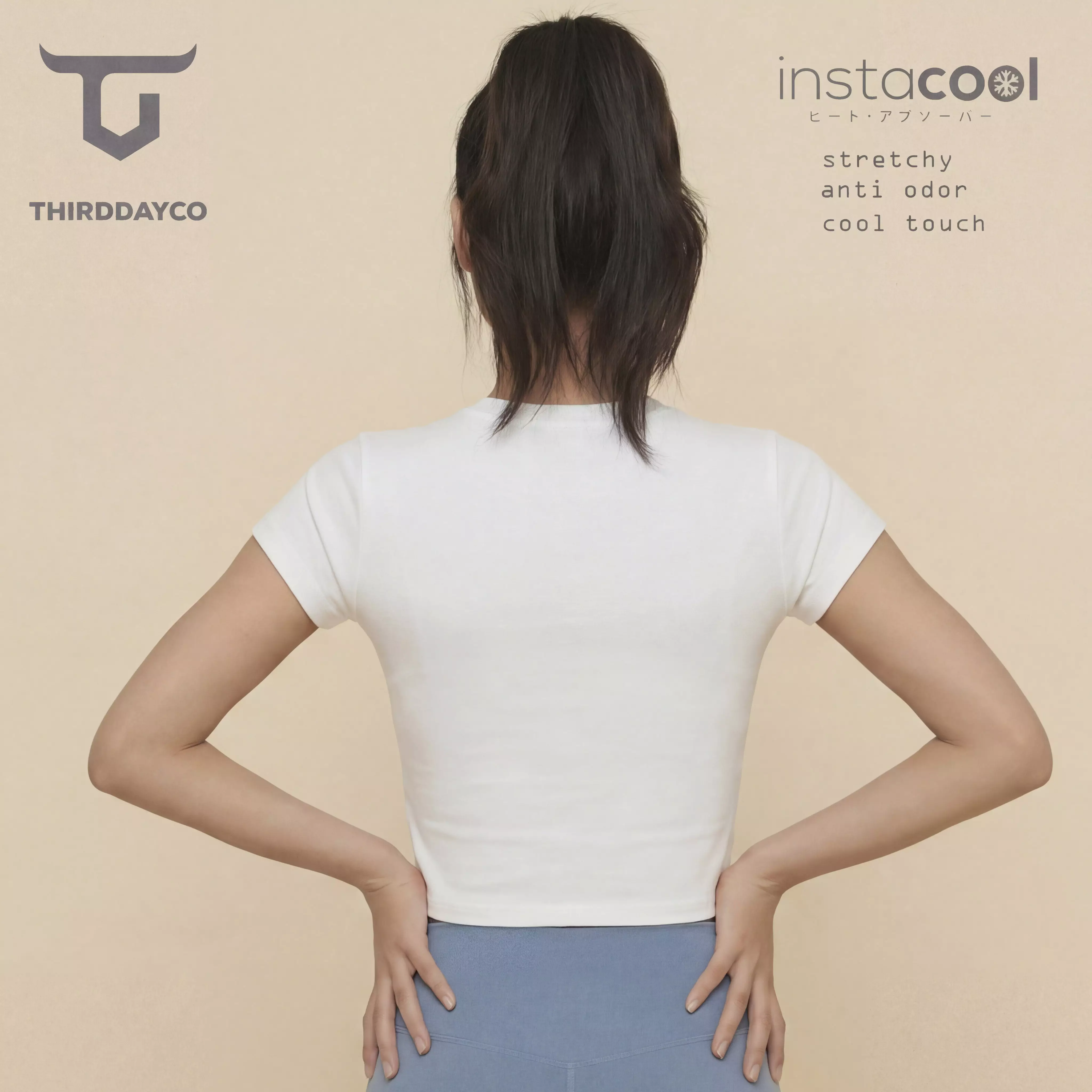 THIRDDAY Kaos Gym Wanita Crop Top RCP instacool "1% better everyday" putih LTH35