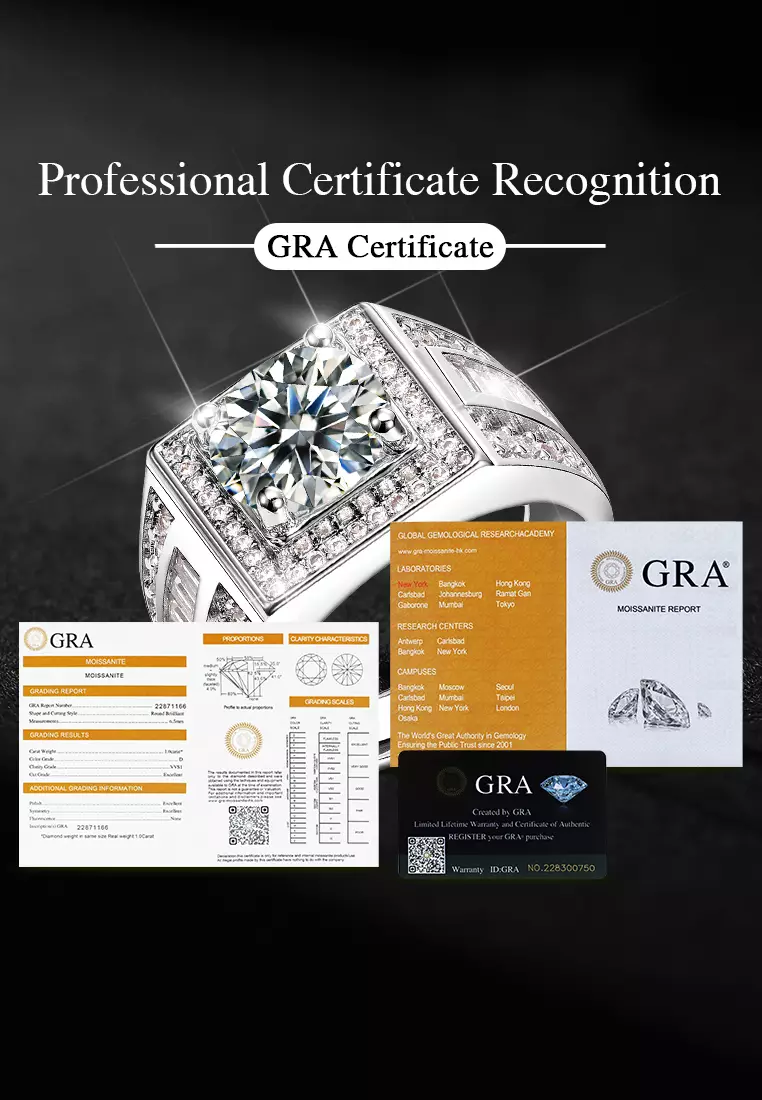 Cincin Pria Berlian Sertifikat GRA Adjustable Fashion Tunangan Cincin Cowok Rings
