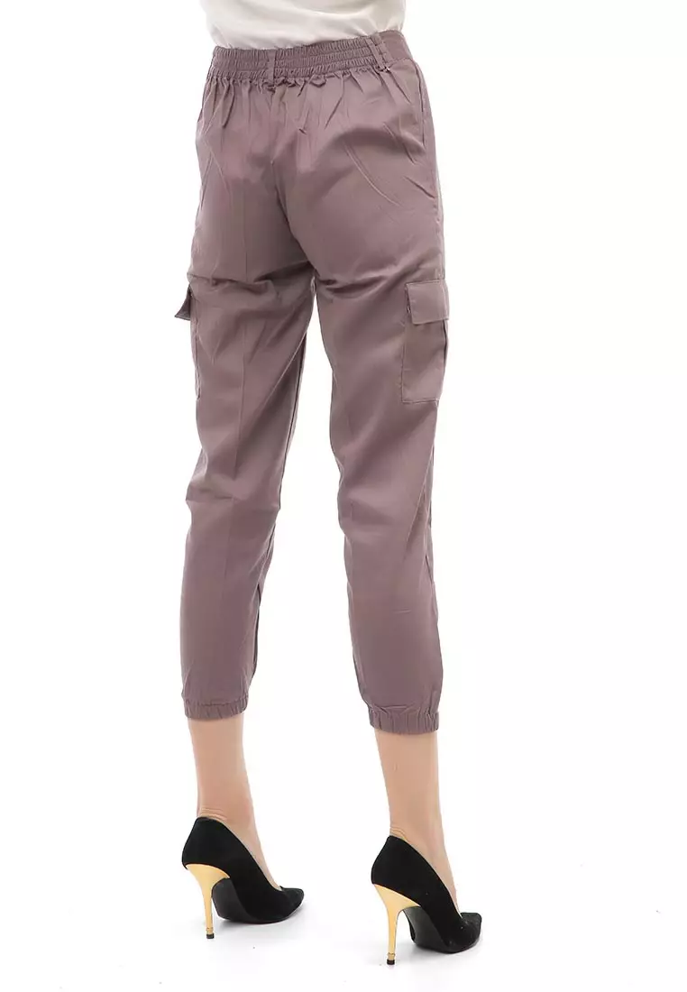 Jourel Jogger Pants Kasual Wanita Material Cotton ORIGINAL - Latte