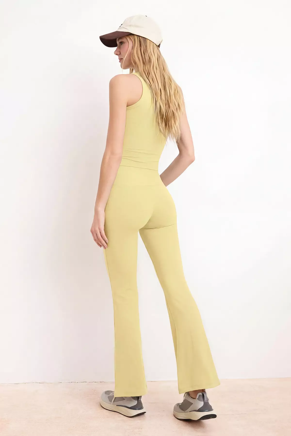 Yellow Brushed Scuba Leggings Sports Leggings Thmss26Ty00016