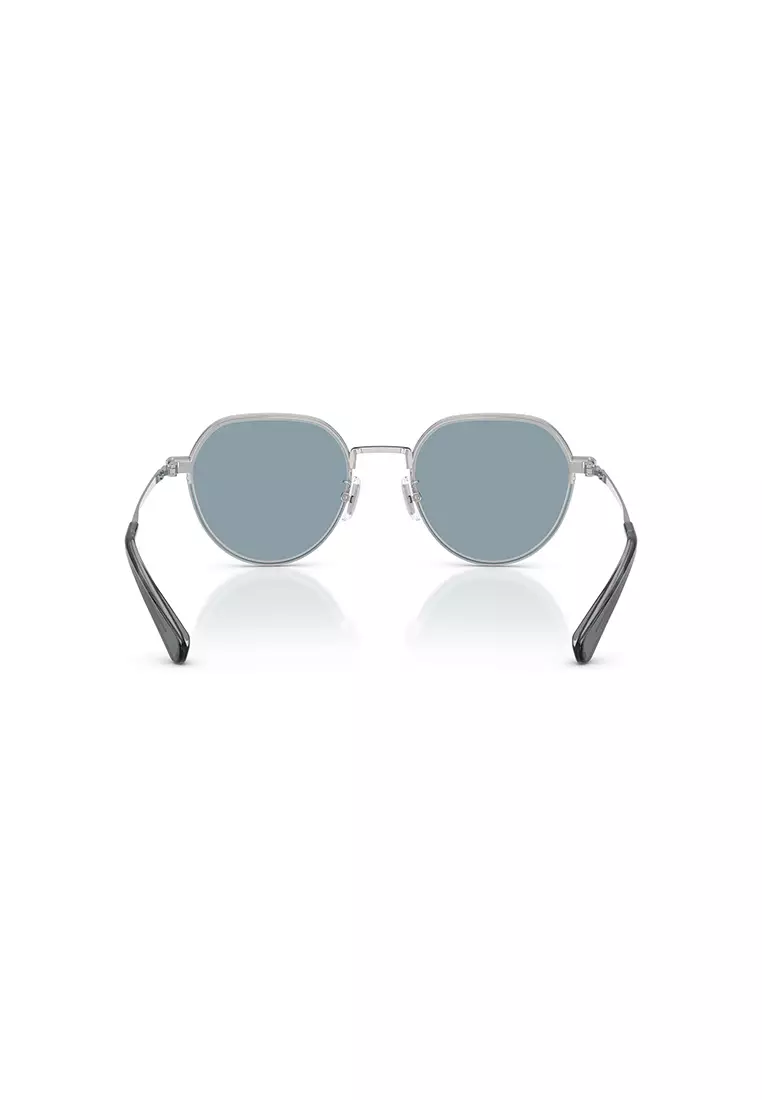 Men's Irregular Frame Shiny Silver Metal Clip On Sunglasses - HC7179