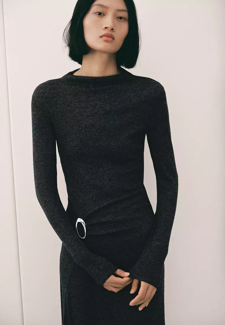 Ruched Dress with Ring