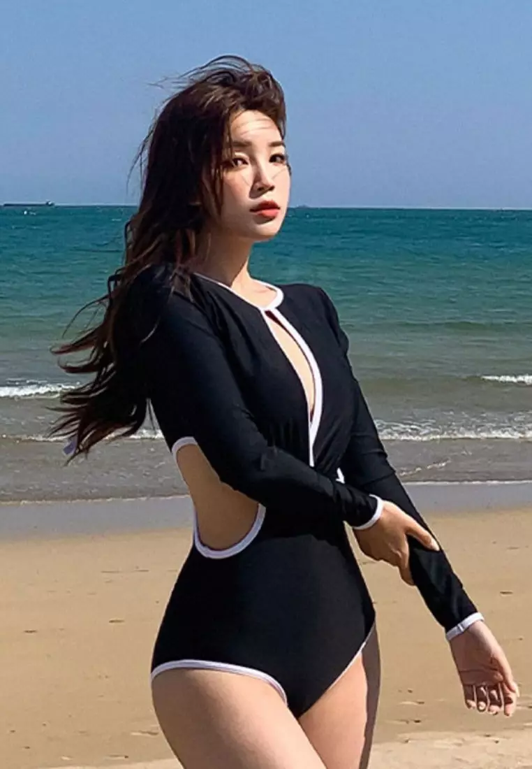 Buy ZITIQUE Korean women s one piece swimsuit black in 2024 Online