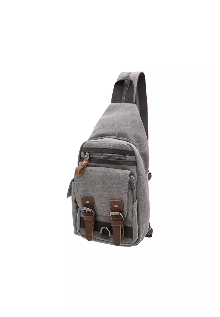 Jack Studio Jack Studio Canvas Leather Casual Backpack Crossbody Chest