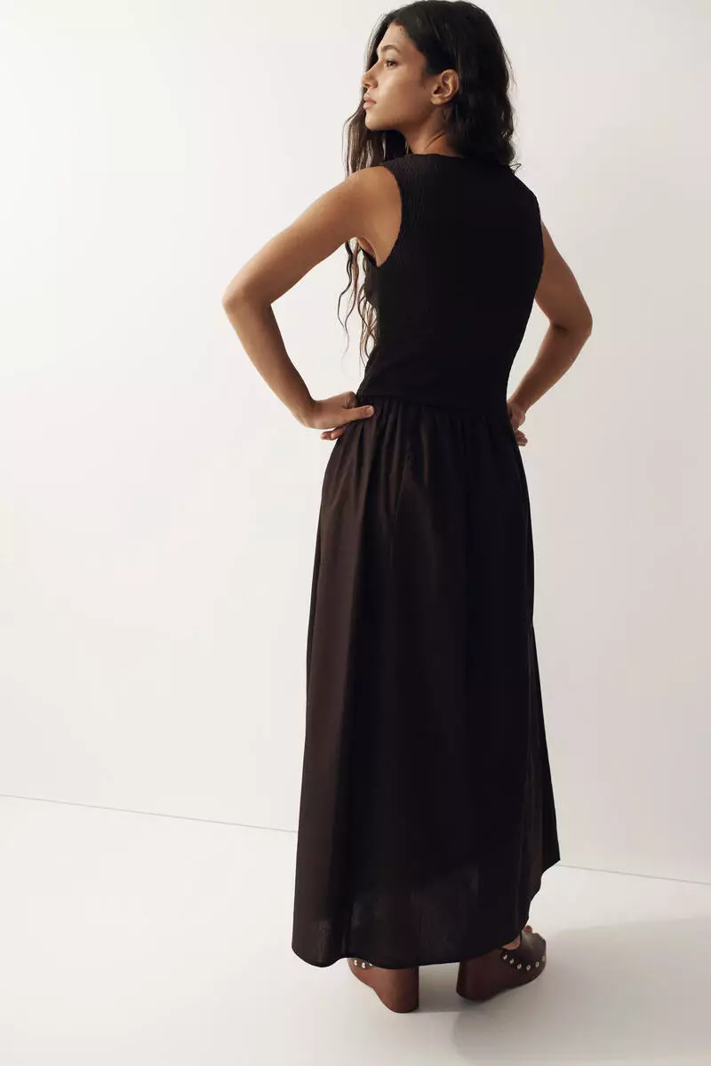 Boat-neck midi dress