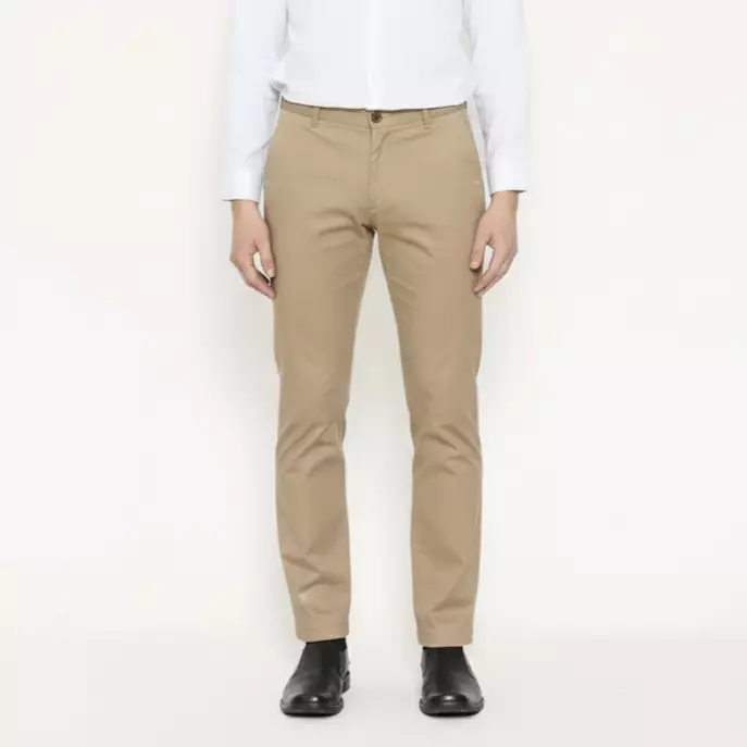 Schoeller Celana Panjang Chinos Pria Slim Fit Cotton Stretch Warna Beige – S.1-CCSF.-O10A-CTS-SF