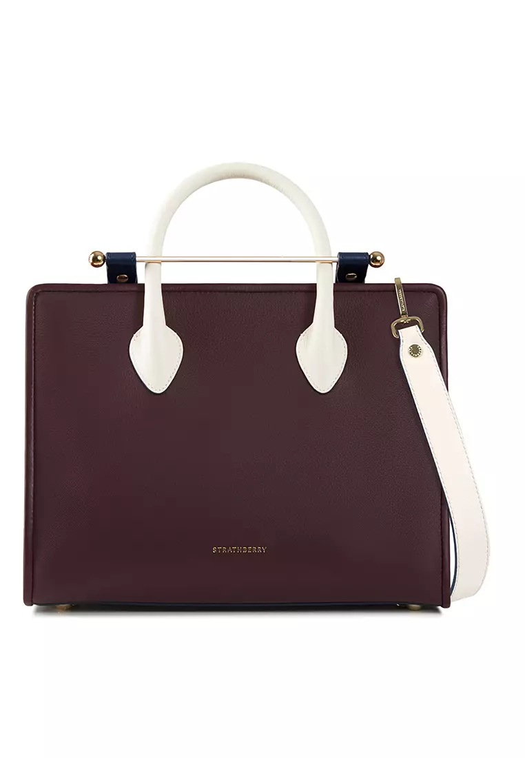 Buy Strathberry The Strathberry Midi Tote - Burgundy Vanilla Navy 2024 