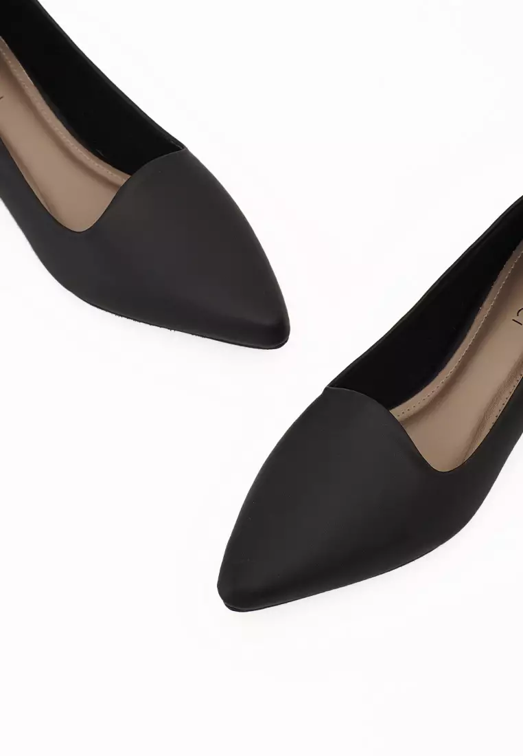 VIVI NICI - Danielle Sepatu Kerja Wanita Pantofel Hak 3 Cm Black Solid