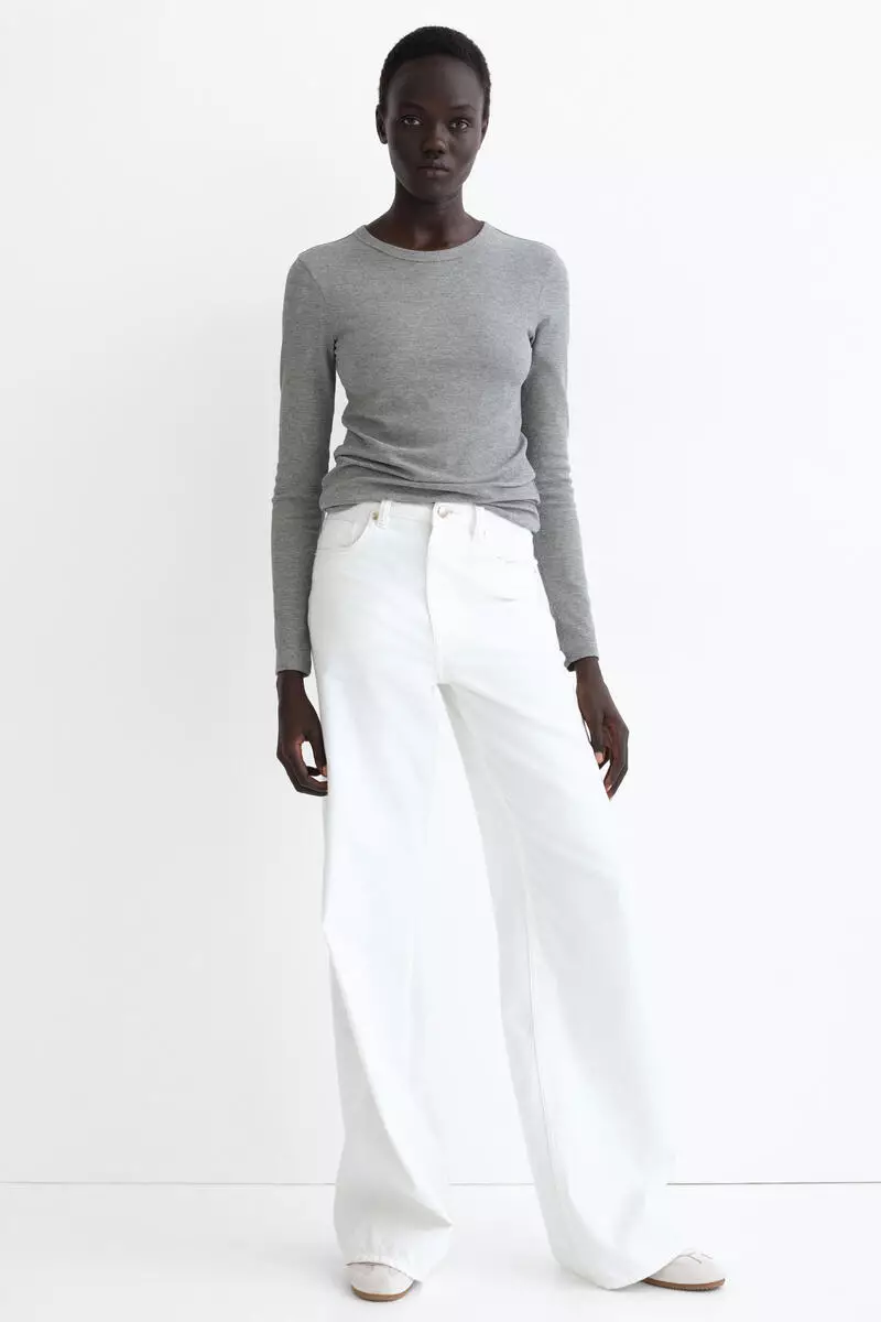 Ribbed cotton-blend top