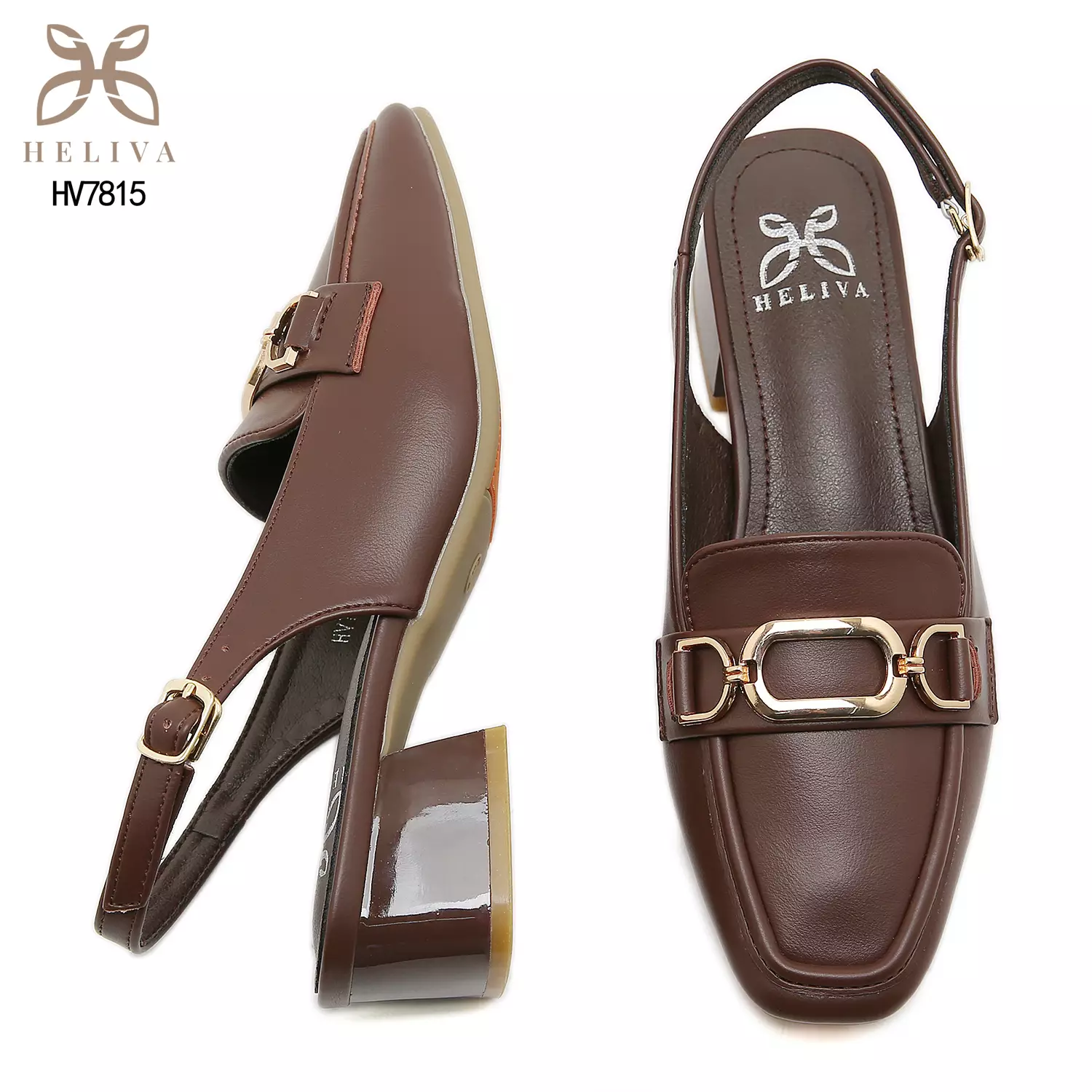 Heliva Enel Modern Loafer-Inspired Heels with Slingback Design & Iconic Bit Ornament HV7815