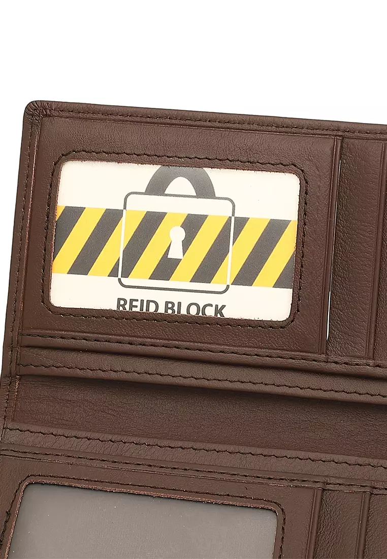 Genuine Leather RFID Long Wallet (Dompet Panjang Kulit Asli RFID Pria) - Cokelat