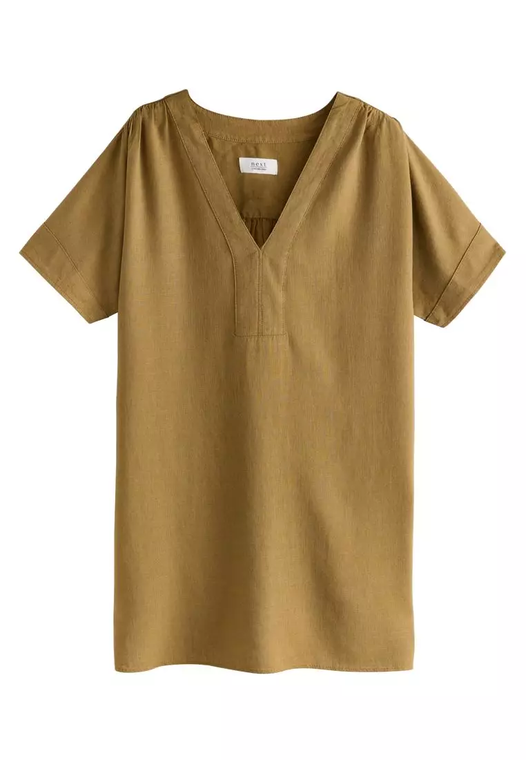 Kaftan Mini Dress with Linen