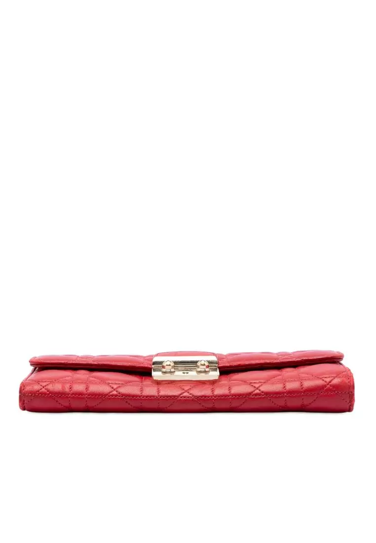 Pre-Loved Dior Lambskin Cannage Miss Dior Promenade Wallet On Chain