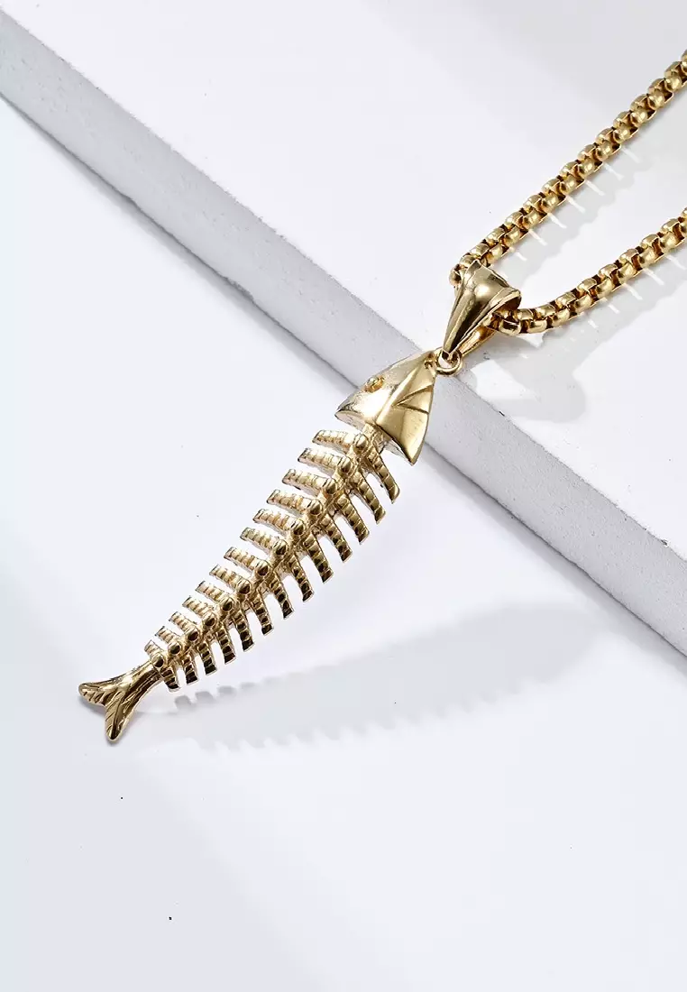 Gold fishbone clearance necklace