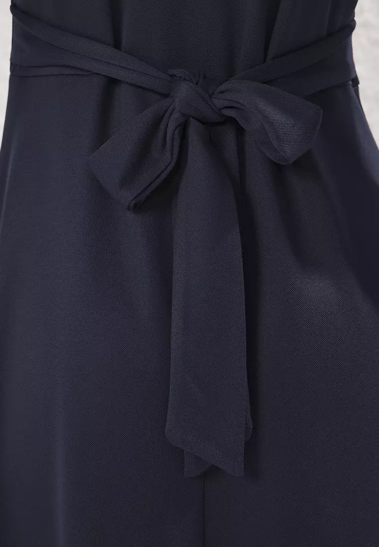 Anthracite Pique Slit Double Breasted Closure Maxi Flexible Knit Dress TWOSS25EL00458