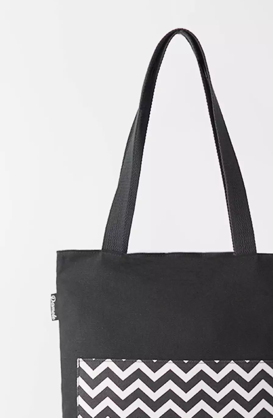 Tote Bag Tas Bahan Kanvas Penutup Resleting - Anna Zig Zag