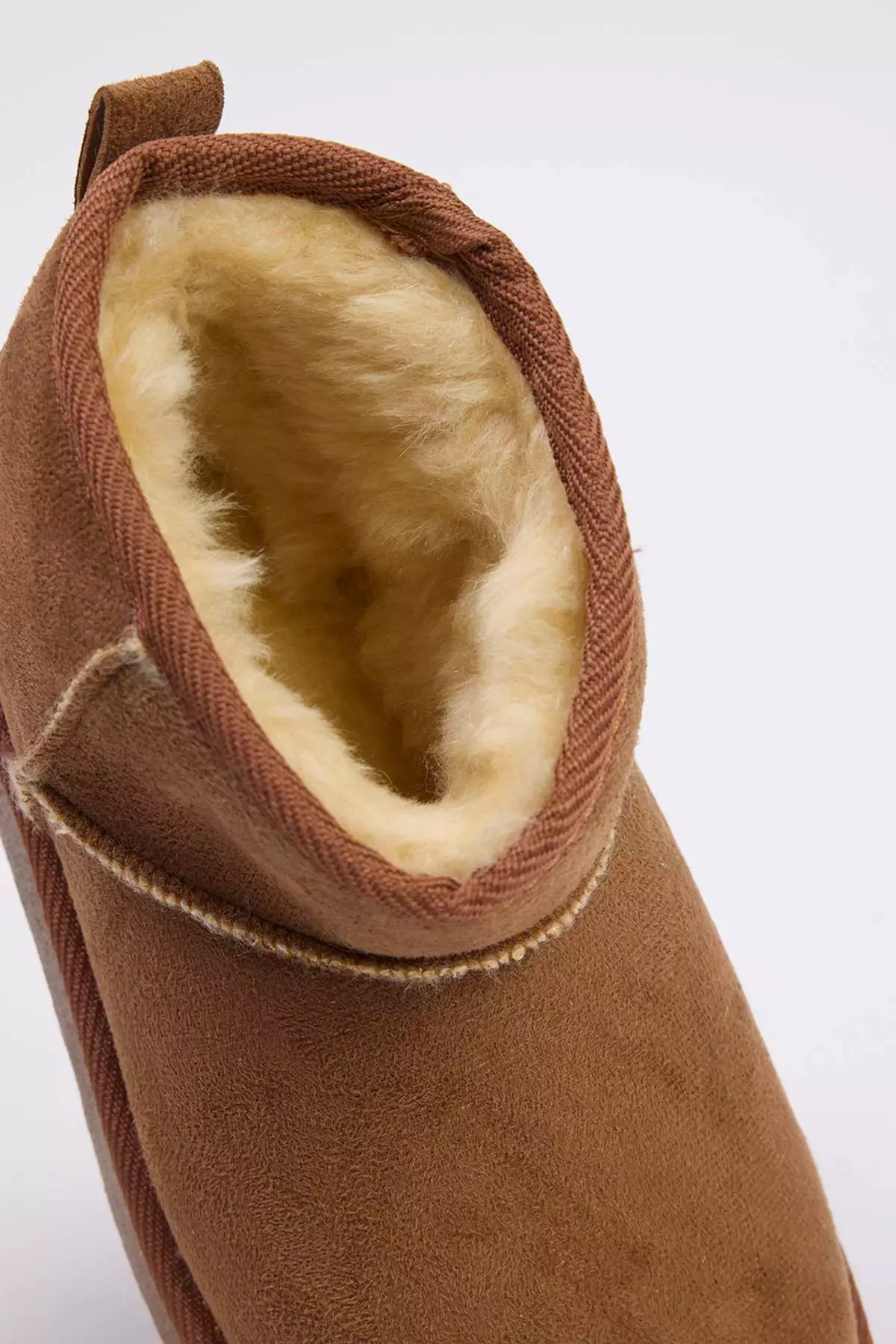 Tan Fur Inside Round Toe Flat Flatform Heeled Women's Boots Takeaw26Bo00001