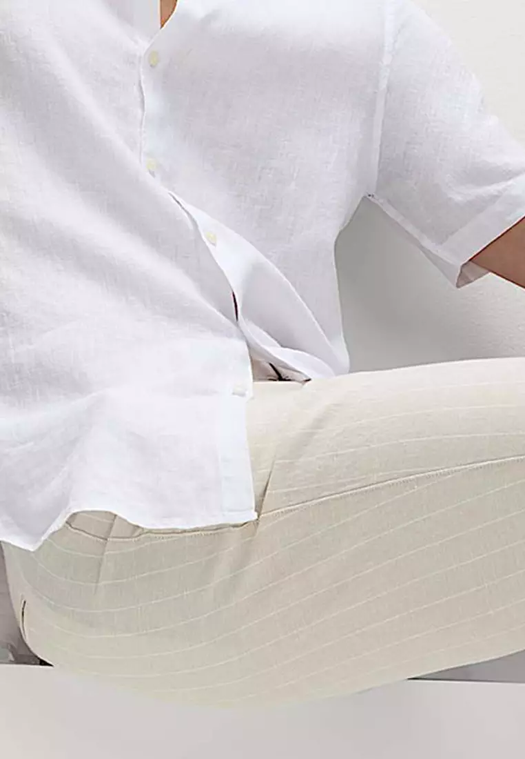 Regular Fit Cotton Linen Blend Chino Shorts