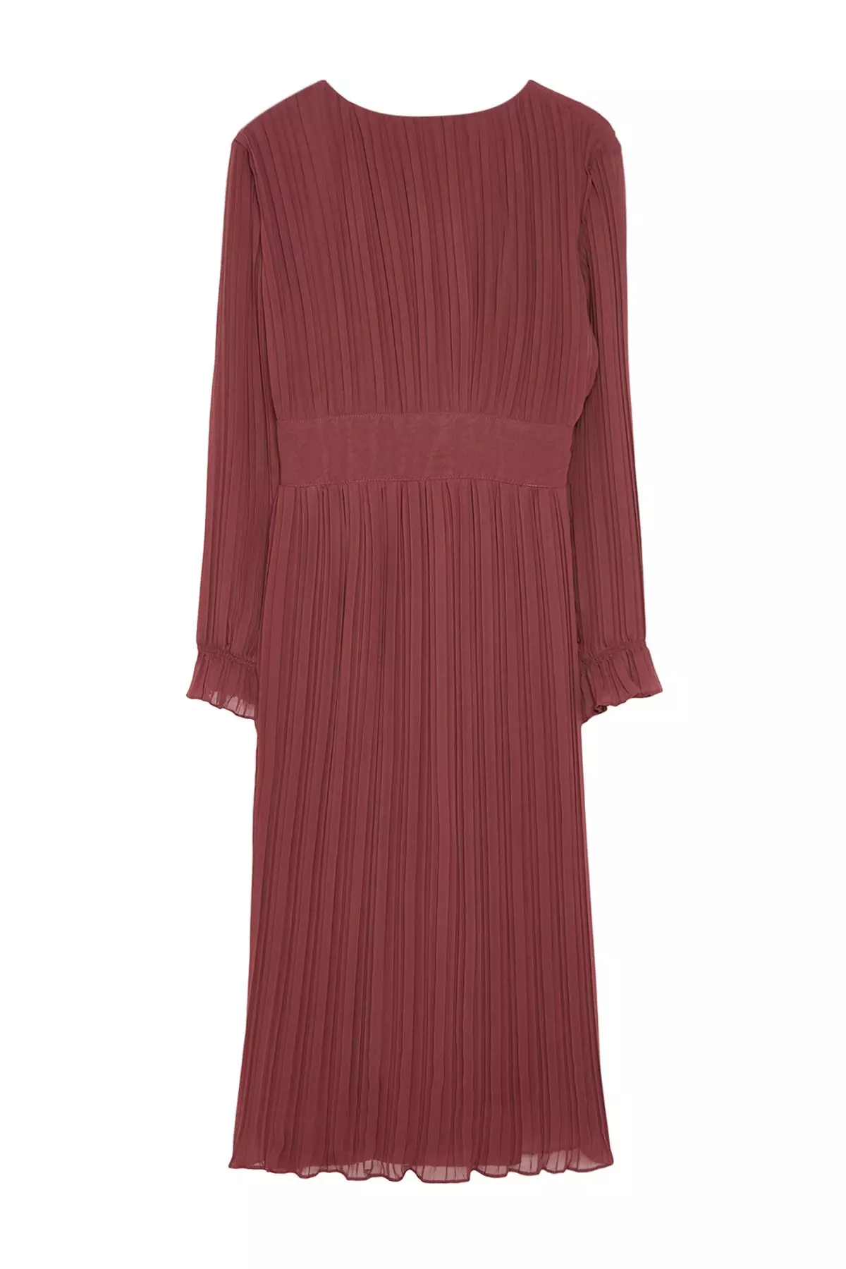 Dusty Rose Belted Plain Maxi Woven Dress TWOAW24EL00478