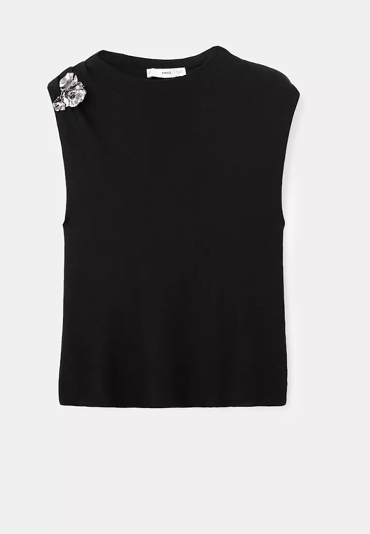 針織上衣連金屬花飾