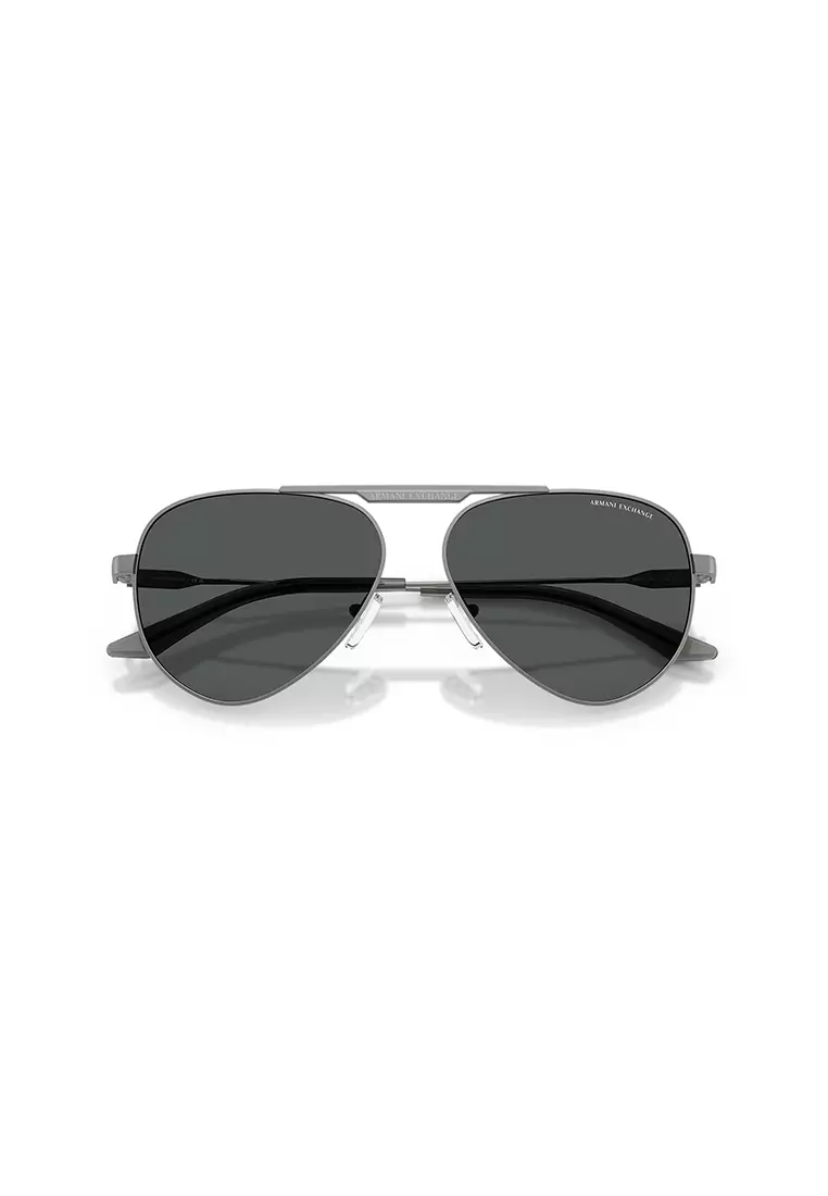 Unisex's Pilot Frame Matte Gunmetal Metal Sunglasses - AX2060S