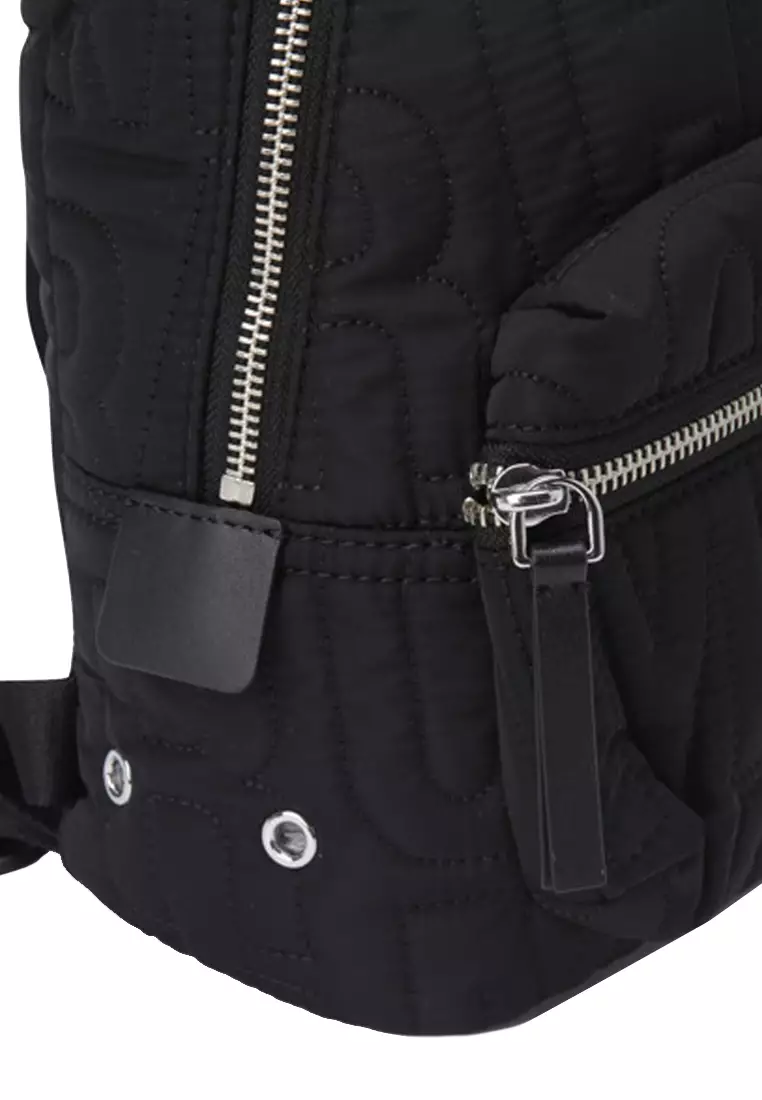 Nylon Jumbled Logo Workwear Small Backpack Bag in Black 4S4HBP002H02