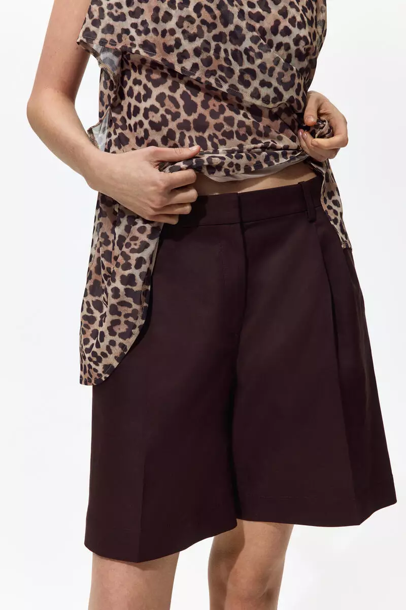 Linen-blend tailored shorts