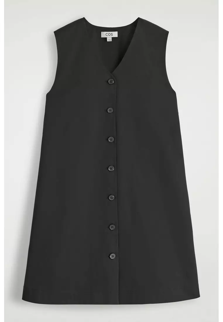 BUTTONED PIMA COTTON MINI DRESS