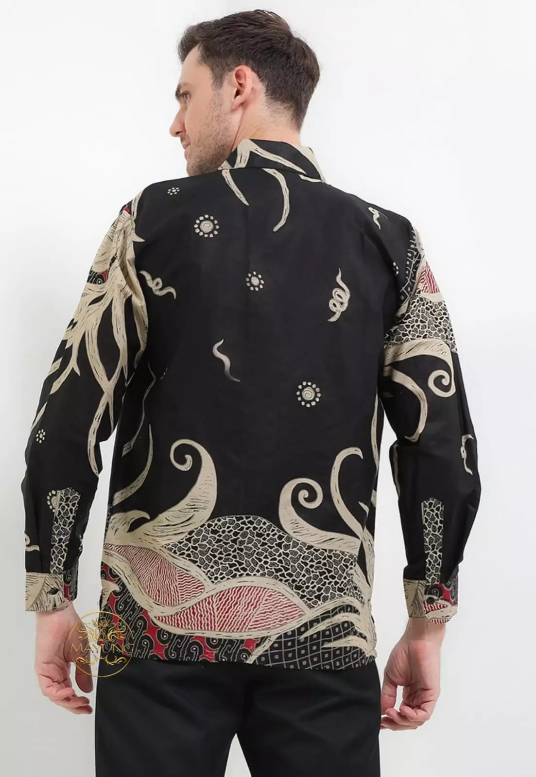 Akarita Hitam Kemeja Batik Pria Premium Lengan Panjang ALN