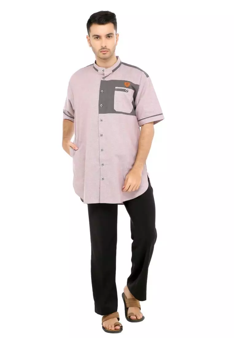Baju Koko Gamis Muslim Pria Fawwaz - Pink