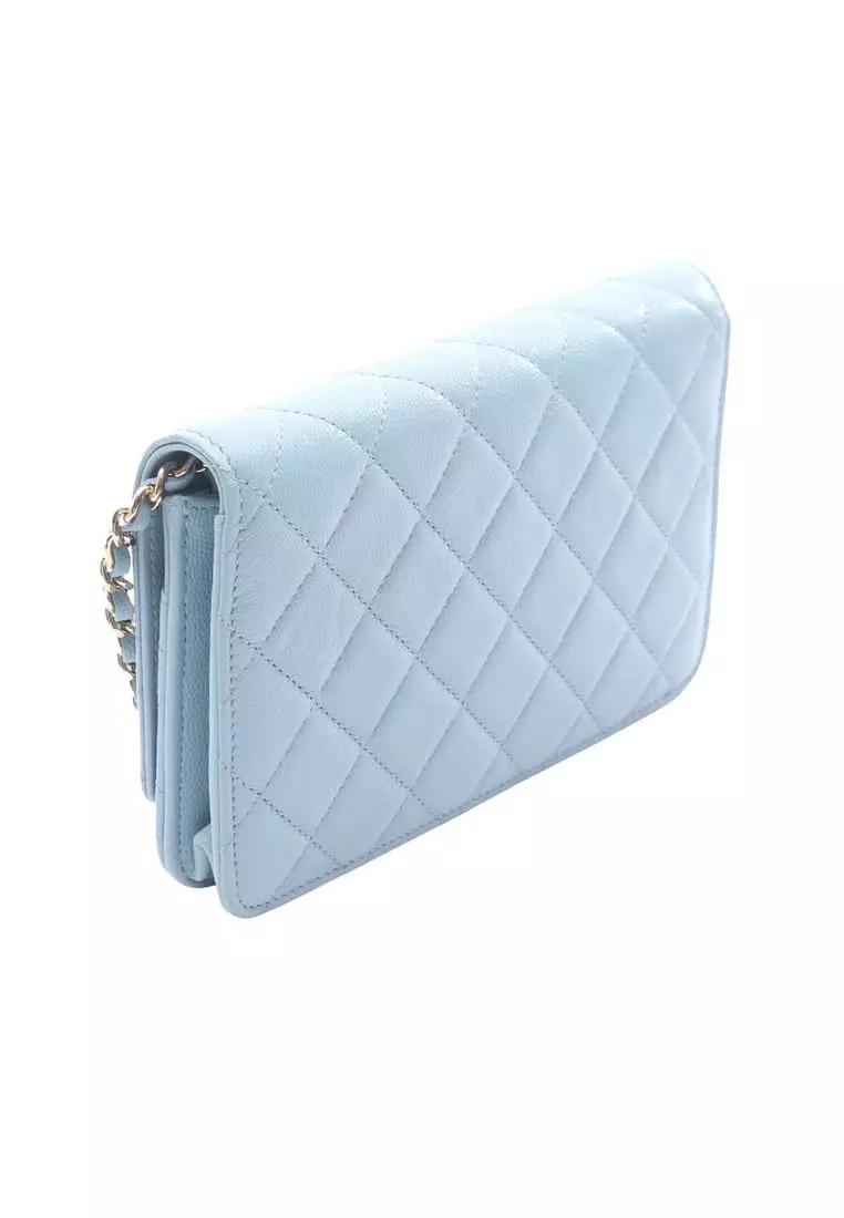 Pre-Loved Chanel Quilted Caviar Crystal Enamel Cc Wallet On Chain
