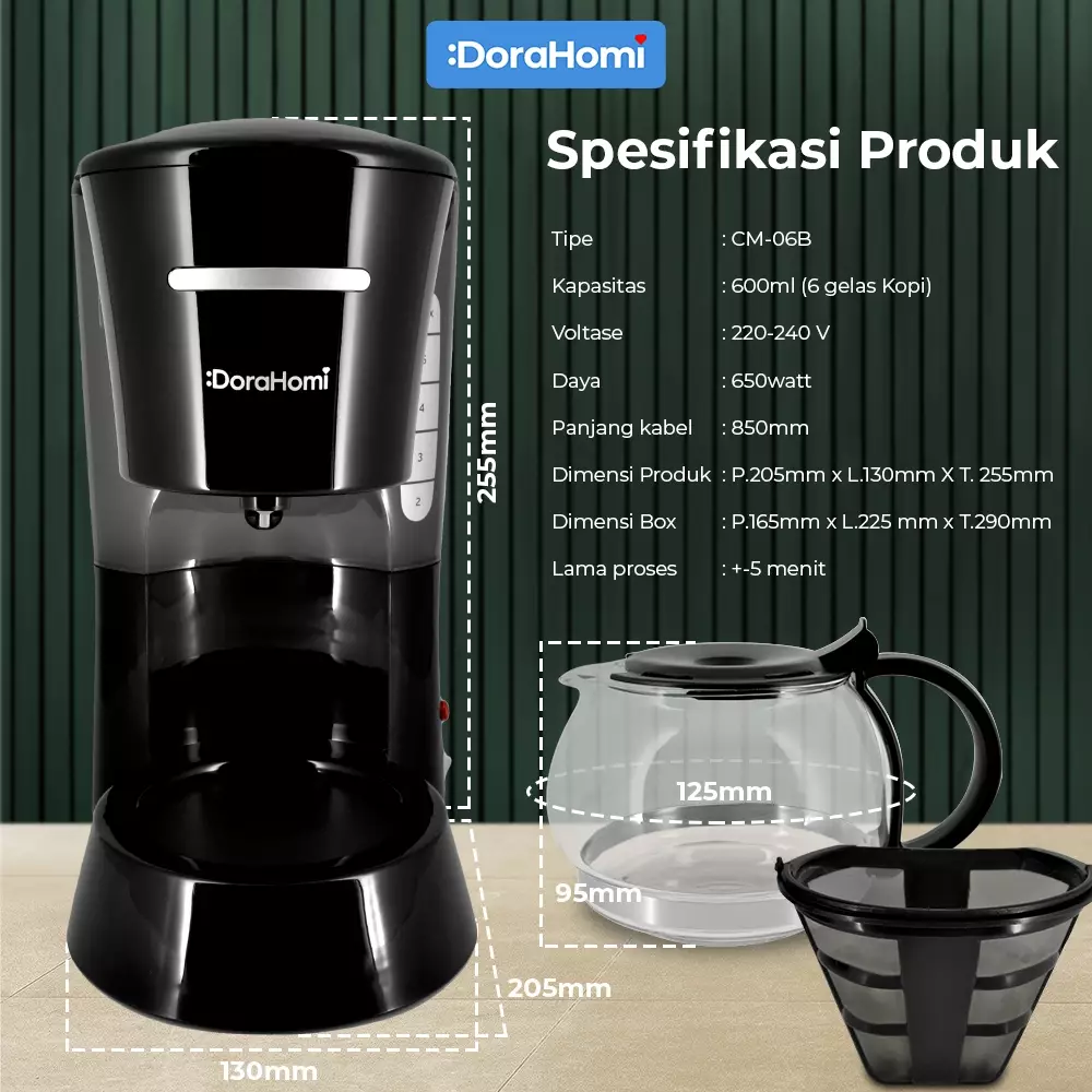 Coffee maker mesin pembuat kopi otomatis low watt 2 cangkir