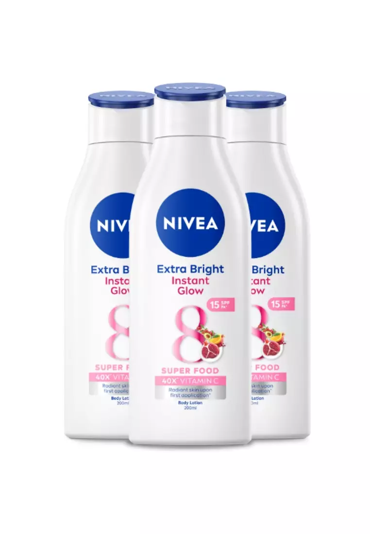 PACK OF 3 Body Extra Bright Instant Glow Lotion Moisturizer with SPF15, 200ml