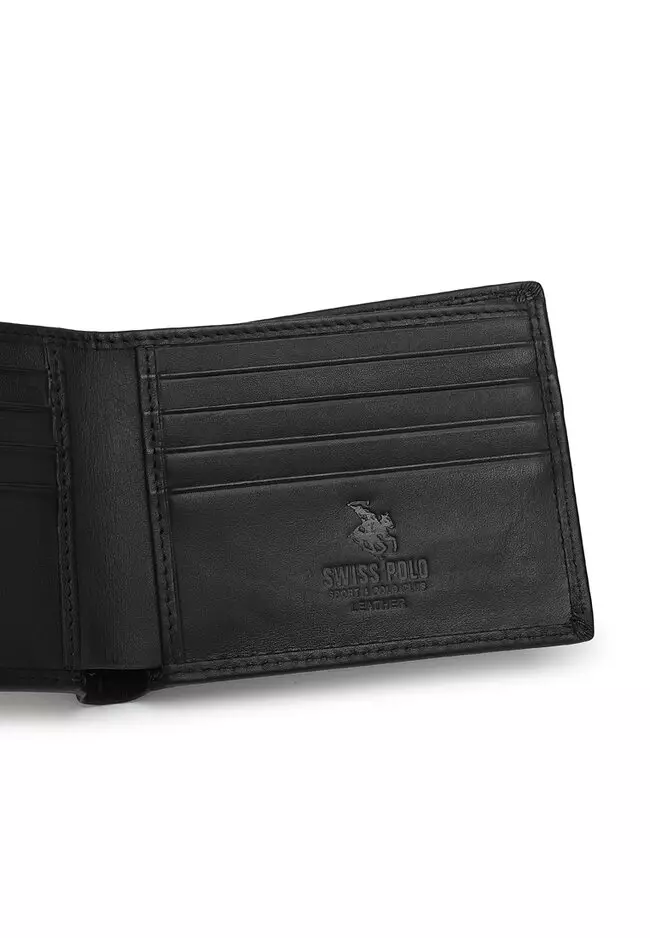 Men's Genuine Leather RFID Short Wallet - Black