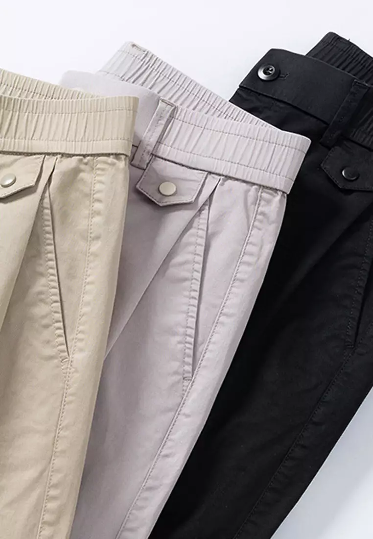 型男修身斜布褲