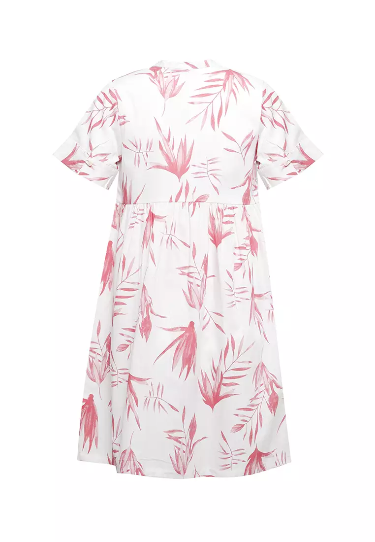 Pito Dito Girl Tarifa Dress Pendek anak Broken White Motif Bunga - Size 4