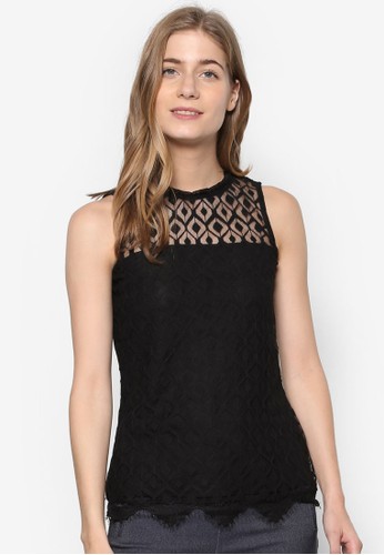 Victoesprit outlet 桃園riana 鉤針蕾絲無袖上衣, 服飾, 上衣