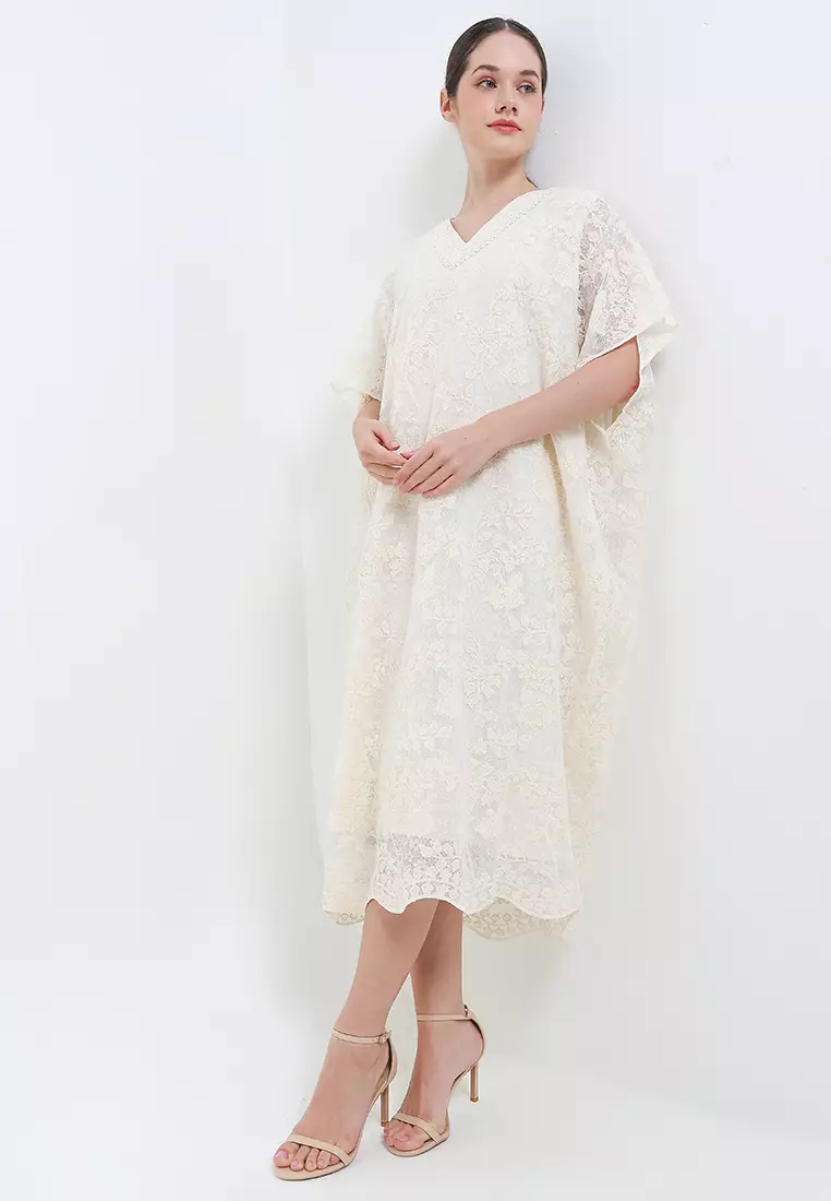 Embellished Flo Emb Mesh Kaftan