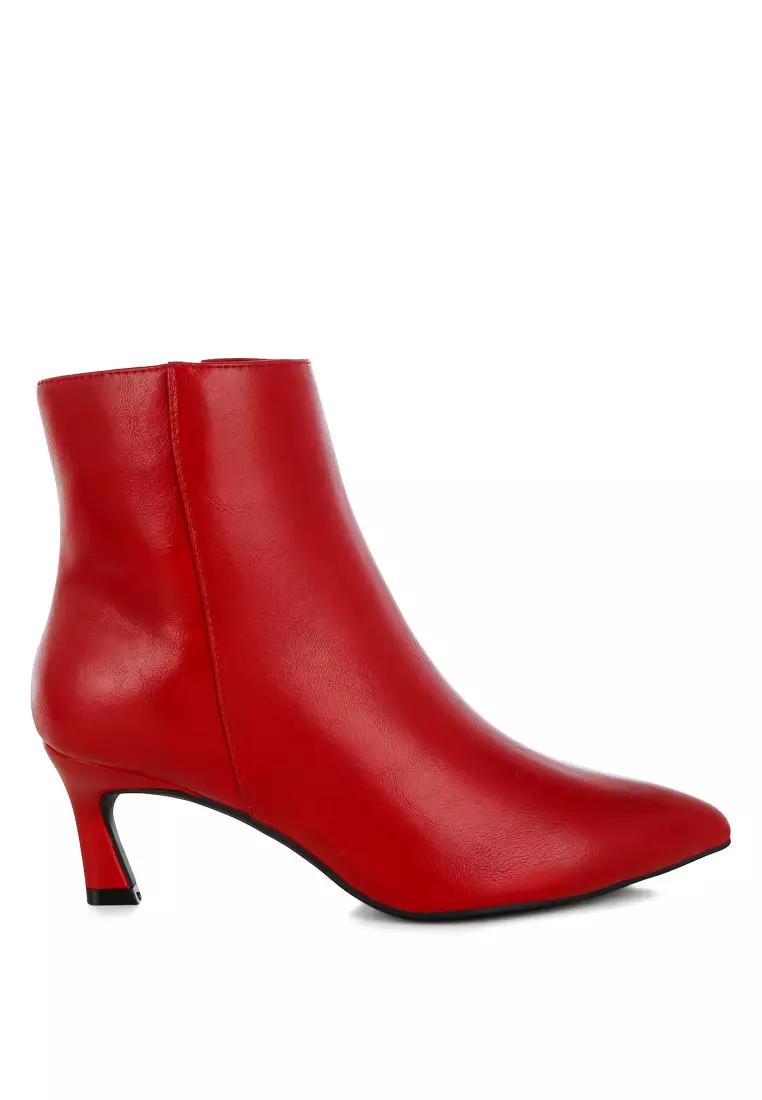 Discount on London Rag  shoes - SKU: Faux Leather Ankle Boots in Red