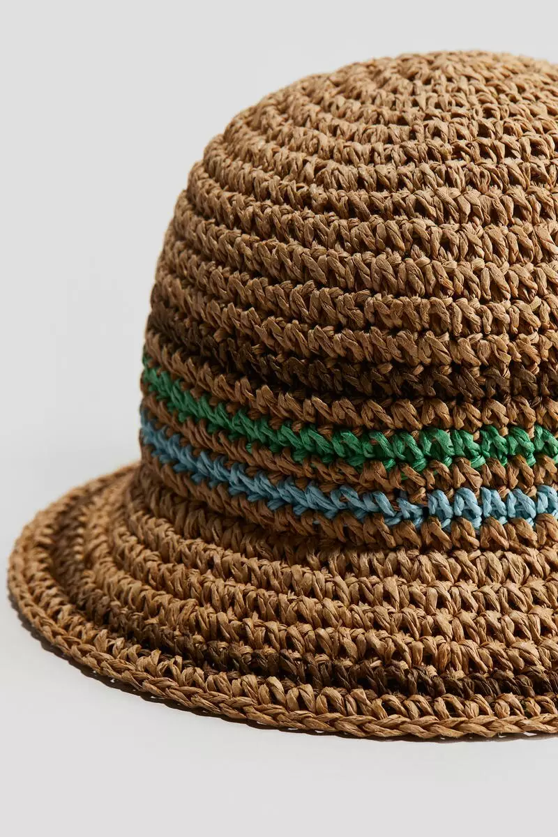 Crochet-look straw hat