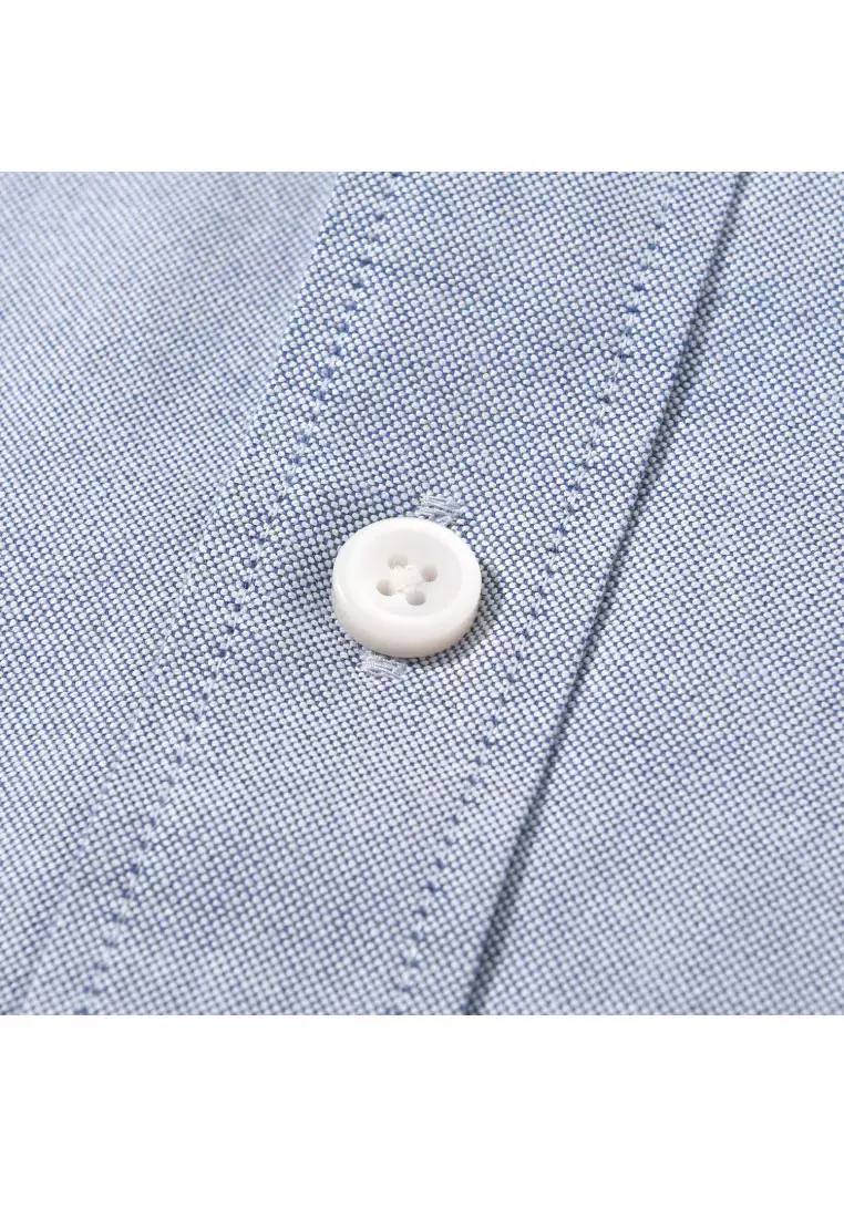 Men's Oxford Long Sleeve Slim Embroidery Shirt 01045083