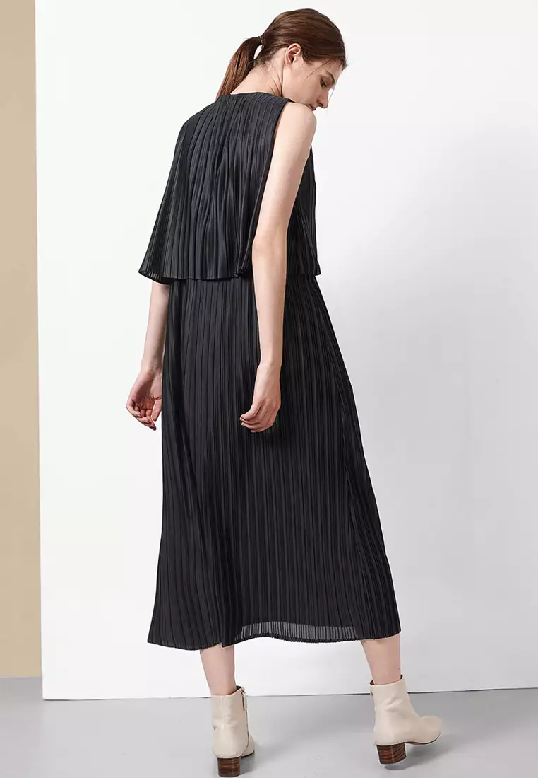 Contrast Pleated Layer Dress