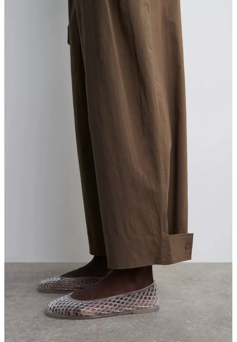 COTTON BARREL-LEG TROUSERS