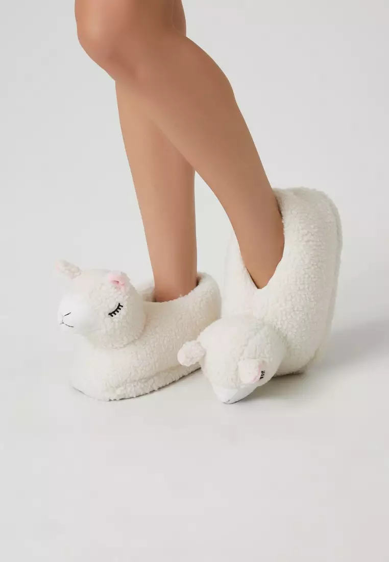 Buy FOREVER 21 Faux Shearling Alpaca House Slippers 2024 Online