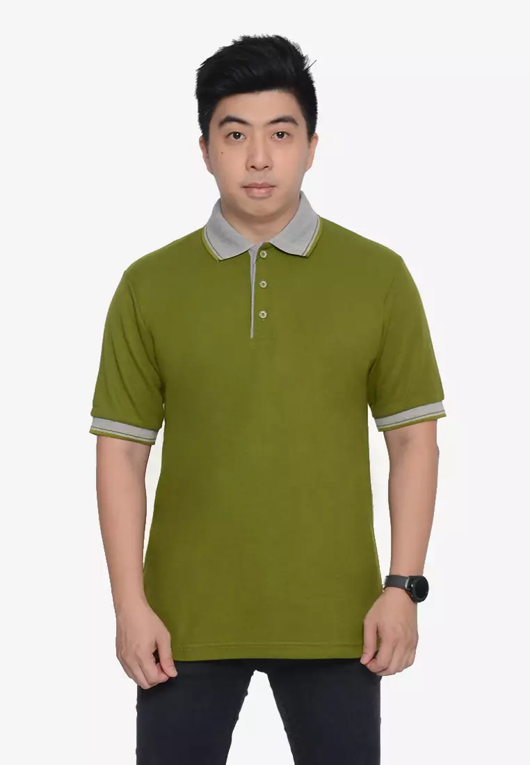 Andre Michel Kaos Polo Shirt Lengan Pendek Kerah Abu Hijau Army 933-58