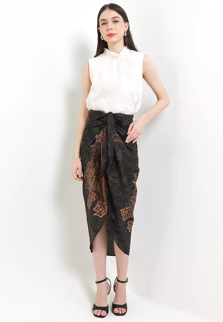 Rok Lilit Wanita Kondangan Batik Instant Hazel Black Brown
