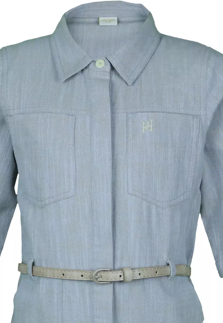 Pito Dito Girl Divine Jumpsuit Panjang Anak Warna Twotone Biru Khaki - Size 4