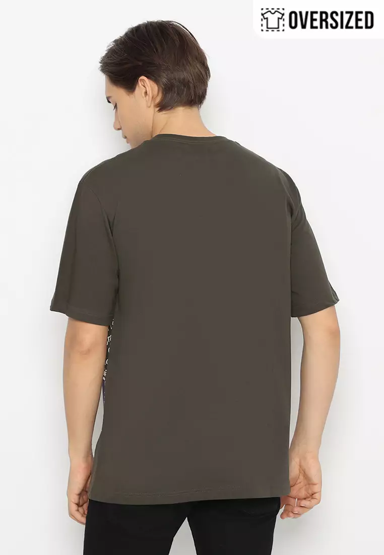 RBJ T-Shirt Cotton Combed Dark Olive Oversized Pria 2079350061